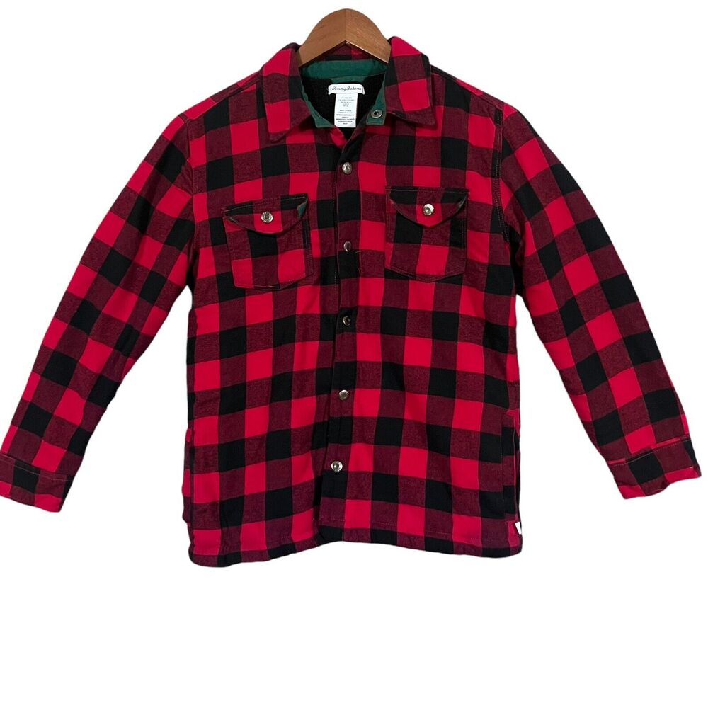 Kids Tommy Bahama Boys Sherpa Lined Flannel Jacket Buffalo Plaid Youth XXL 16